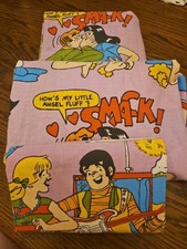 Vtg Archie Comics Bedding Purple Twin Sz 4pcs Flat Fitted Pillowcases Burlington