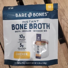 Bare Bones Chicken Bone Broth Instant Powdered Mix | Rich Savory Packets on-t...