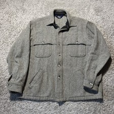 WOOLRICH USA Vintage WOOL Heavy Herringbone 80s Large Ranch Field Shacket Jacket