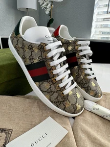 Baskets décontractées femme Gucci Ace Bee en toile imprimée marron taille EU 37