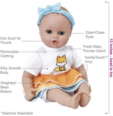 Adora PlayTime Baby Frilly Fox 13 inch Vinyl Girl Baby Doll With Bottle