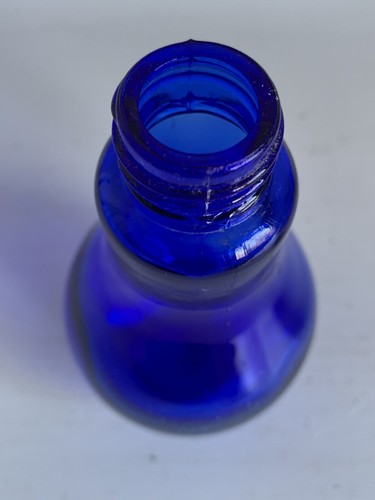 Vintage Cobalt Blue Glass Light Bulb Oil Lamp 5.5” - Picture 9 of 13