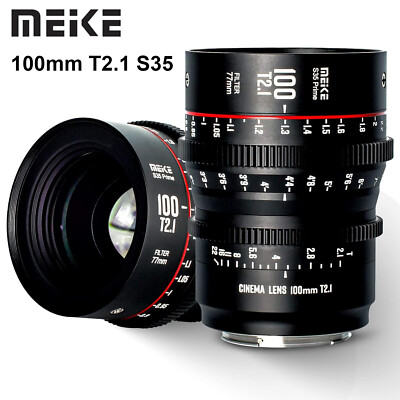 Meike 100mm T2.1 S35 Manual Focus Wide Angle Cinema Lens for Canon EF Mount EOS