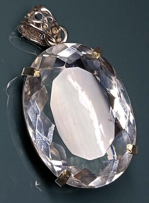 Ovalschliff 83,50 ct Anhänger weißer Topas Medaillon zertifiziert natürlicher Edelstein PD029