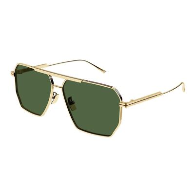 Bottega Veneta BV1012S 004 Gold Green Lens Square Sunglasses  display picture 2