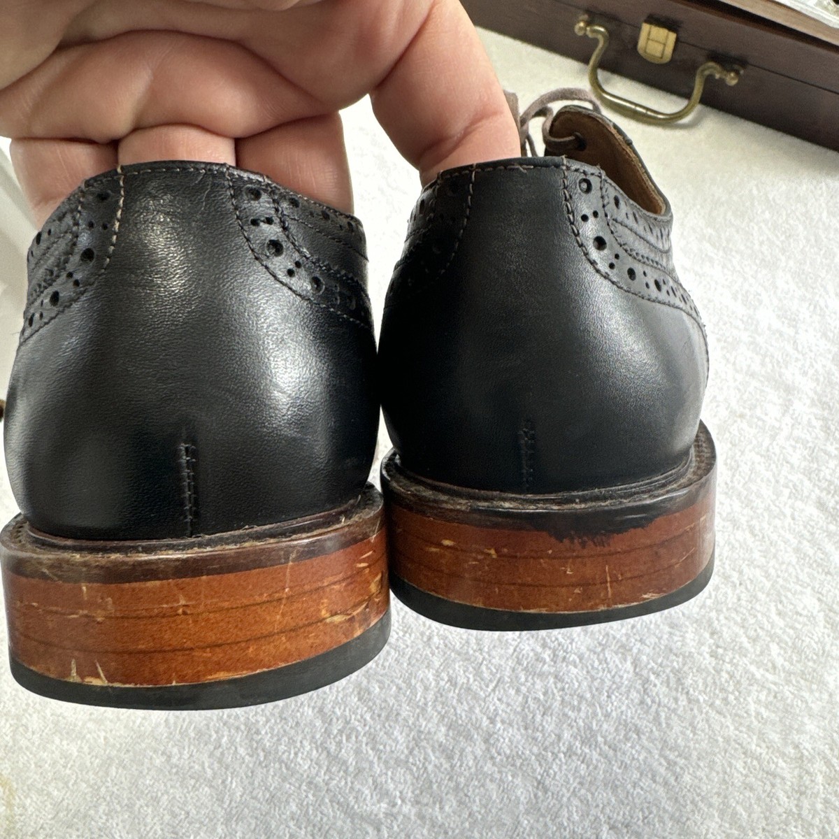 Warfield Grand Black Leather Brogue Cap Toe Oxfords Dress  display picture 2