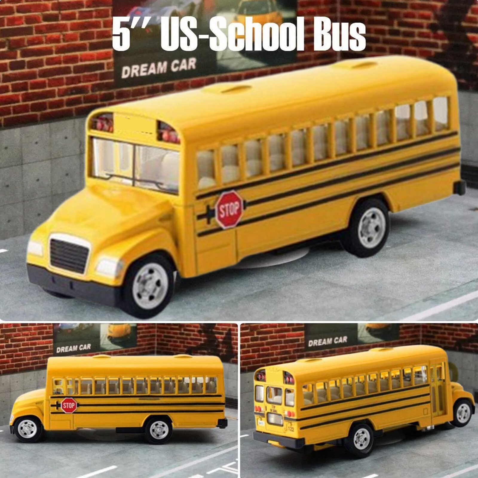 5Inch American School Bus Scale Model Car Metal Diecast Toy Vehicle Collection