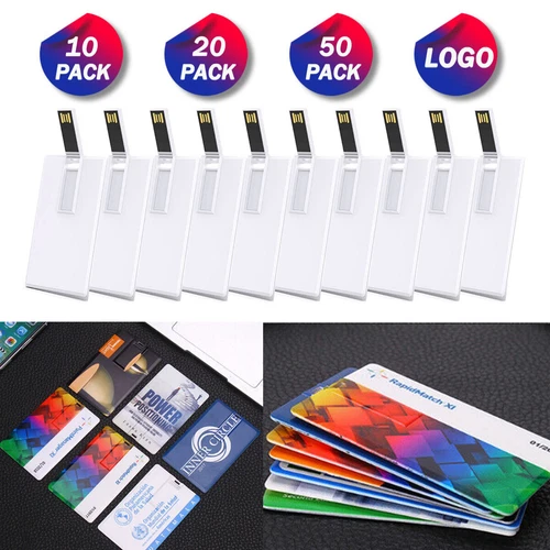 Lot 50PCS 1/2/4/8/16GB Credit Card USB Flash Drive Memory U Stick Custom Logo