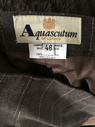 Traje Falda Aquascutum 100% Lana Forrada Gris Rayas Talla M - Imagen 9 de 9