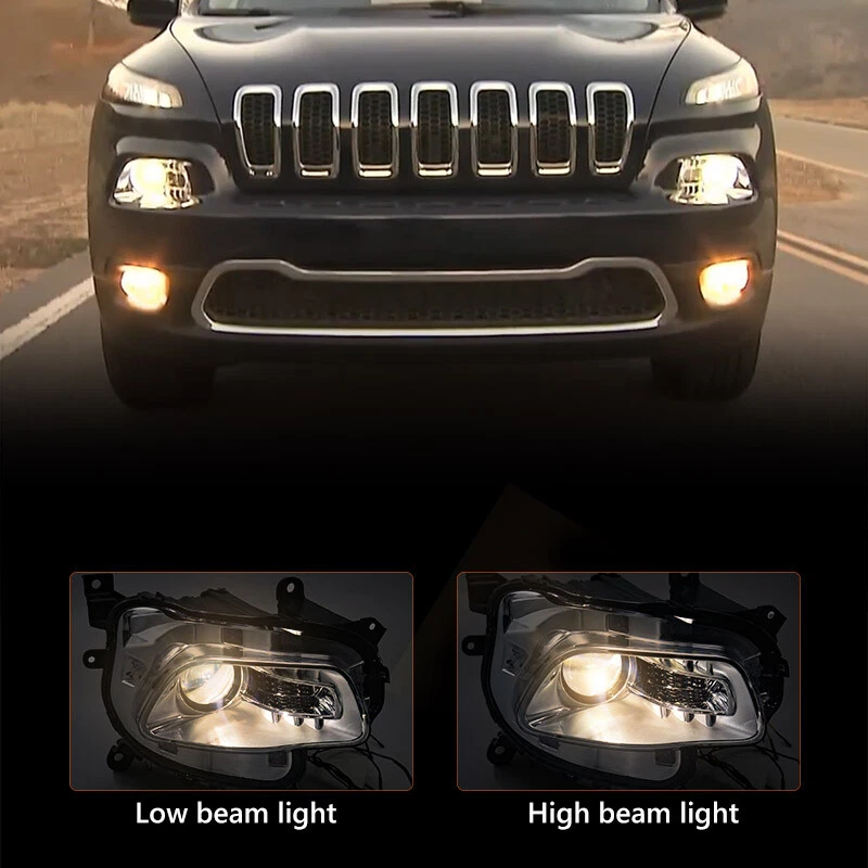 Passenger Headlight For 2014-2018 Jeep Cherokee Chrome Halogen Headlamp Right RH Foto 4 de 4