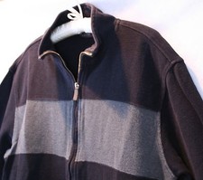 Tasso Elba Front Zip Mock Neck Black/Gray Cotton Sweater Mens Size L EUC
