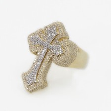 10k Solid Gold Diamond Elevated Edge Cross Ring