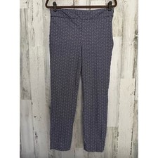 Talbots Womens Chatham Ankle Pants Size 6 30x25.5 Navy Blue Dot Ankle Slit