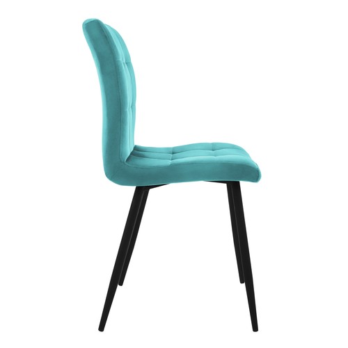 Set 4x sillas de comedor azul petróleo de terciopelo diseño ergonómico moderno - Imagen 3 de 7