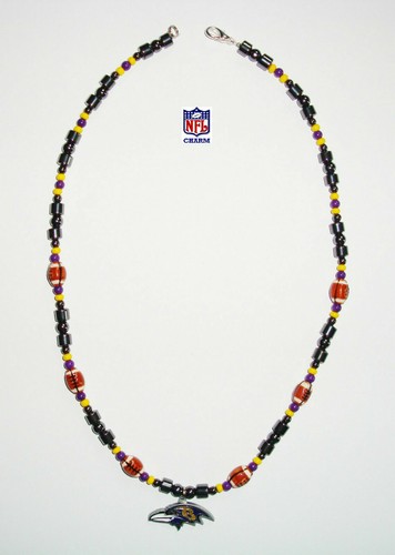 Necklace Men's 21.50 " NFL Charm Masculine Quality No Plastic Beads CHOOSE TEAM - Picture 3 of 3