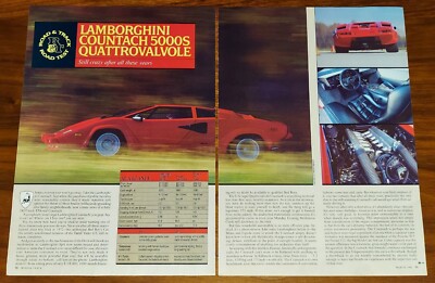 LAMBORGHINI COUNTACH 5000S QUATTROVALVOLE MAGAZINE ARTICLE ROAD & TRACK