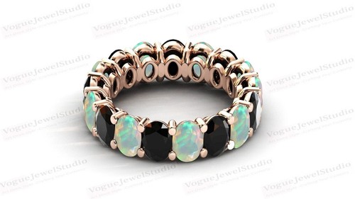Banda de eternidad de ónix negro relleno de oro de 14 k en anillo de compromiso de plata de ley 925 - Imagen 83 de 109