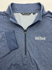 Travis Mathew 1/4 Zip Pullover Golf Shirt Mens 3XL XXXL Stretch Blue L/S MiTek