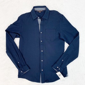 camisa azul manga larga hombre