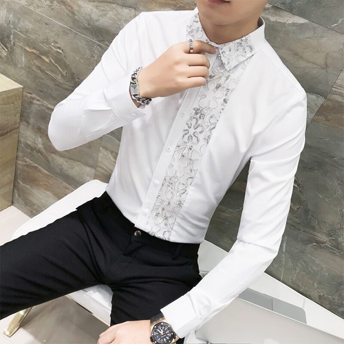Para hombres Camisa Gótica Steampunk Seda Satén Lentejuelas Informal Formal Vestido Prendas para el torso Blusa - Imagen 1 de 16