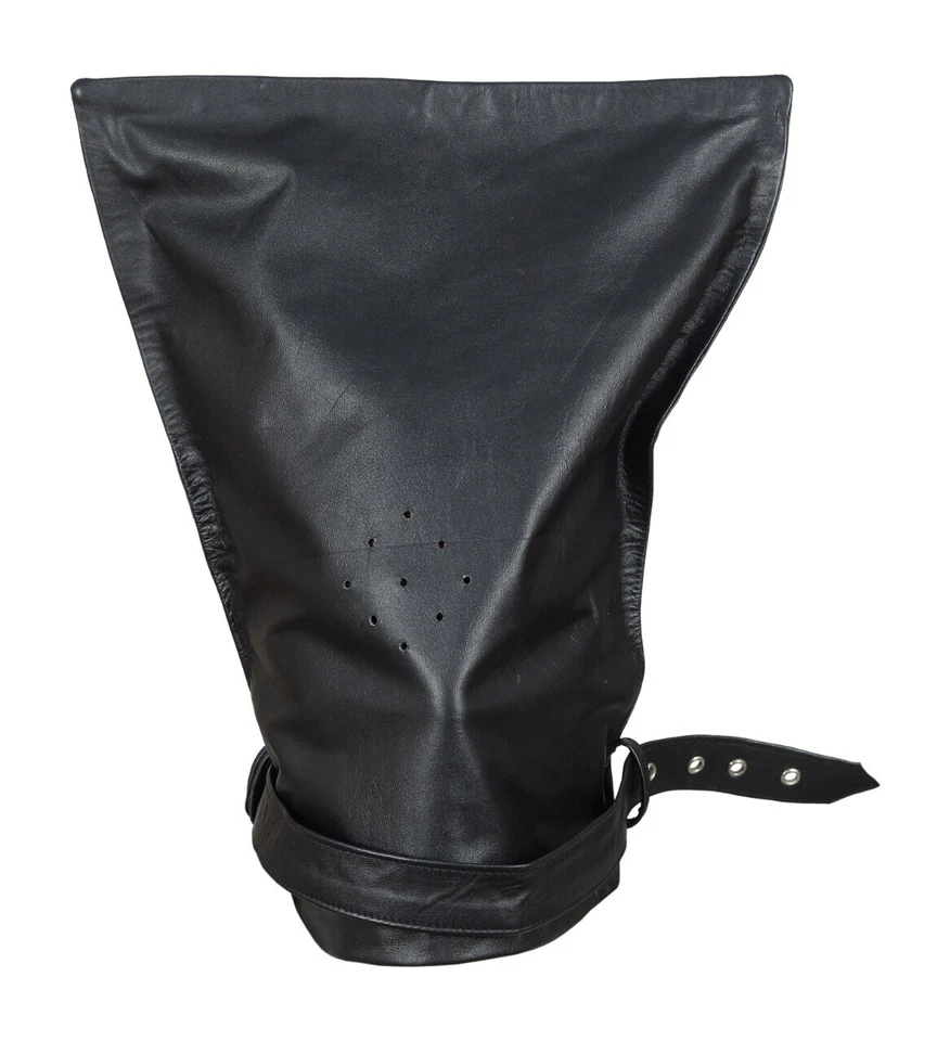 LONDON KNIGHTHOOD Genuine Real Leather Bondage BDSM Bag Hood Fetish Mask Role Play
