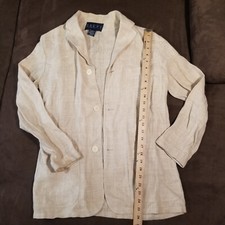 VTG RALPH RALPH LAUEN 100 LINEN BUTTON FRONT BLAZER WOMENS 4 HONG KONG