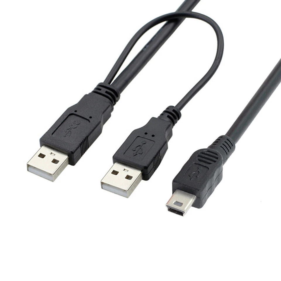 Xiwai USB2.0 Dual Two A type Male to Mini 5-Pin male Y Cable for Hard Disk Drive - Image 4 of 4