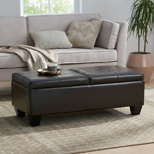 Murray Rectangle Double Flip Leather Storage Ottoman Coffee Table - Click1Get2 Cyber Monday