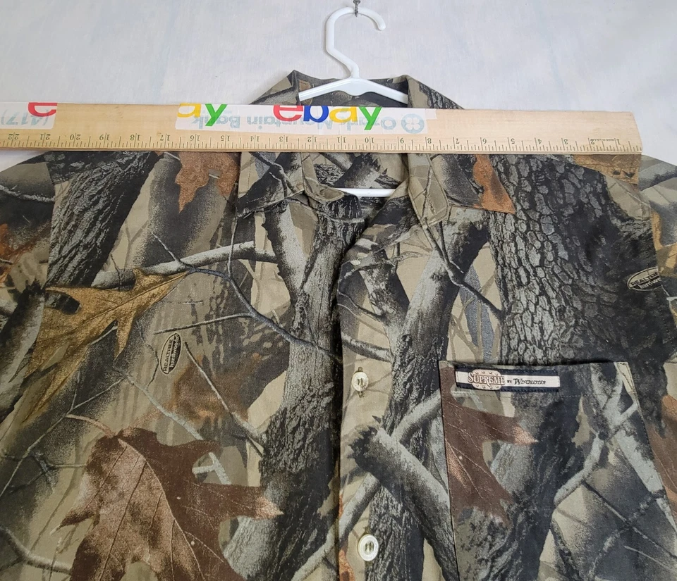 Winchester Supreme Men Size Med Hardwood Camo Button Up Short Sleeve Shirt - Image 2 of 4
