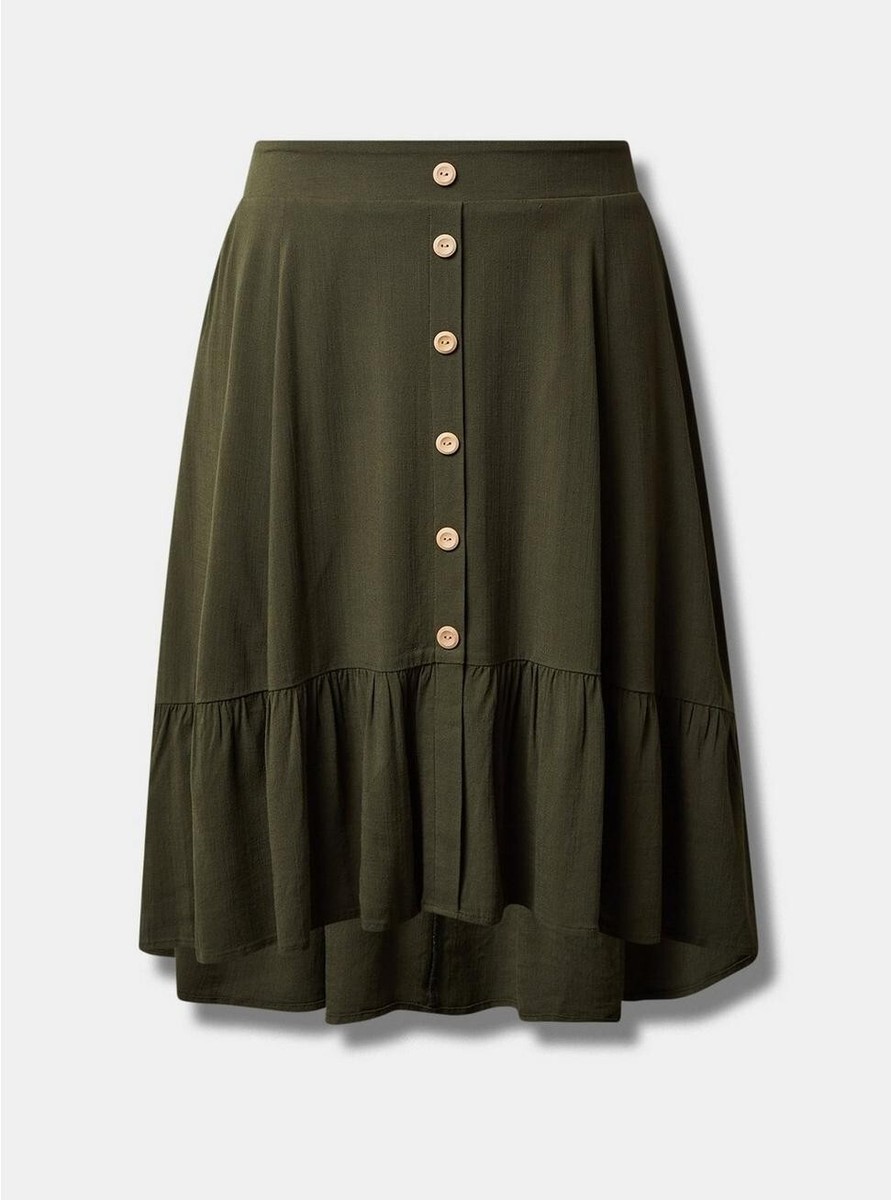 Torrid Midi Lenny Hi Low Tiered Skirt Green 4 4X 26 #E60172 | eBay