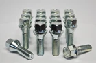 16 x M12 x 1.25, 30mm Thread, Tapered Wheel Bolts (Silver)