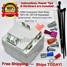 K71-14, K7114 Tecumseh Compressor Start Relay, in Stock - Ships TODAY!