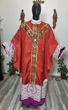 RED VESTMENT CHASUBLE & STOLE (R00100)