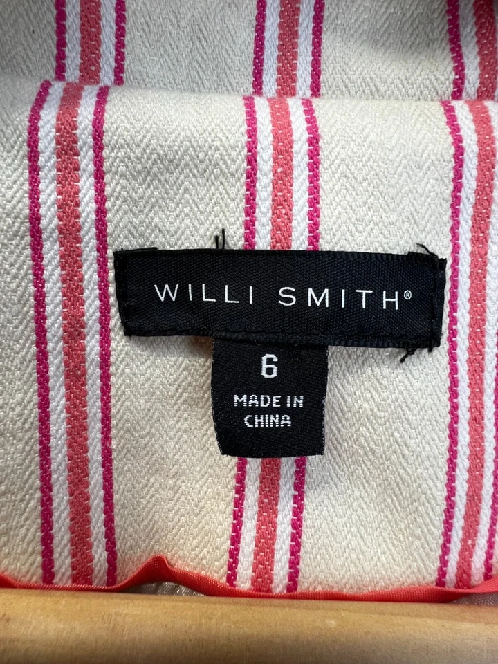 Willi Smith Blazer Womens Linen Blend Ivory Stripped Jacket Work Office Size 6 - Image 4 of 4