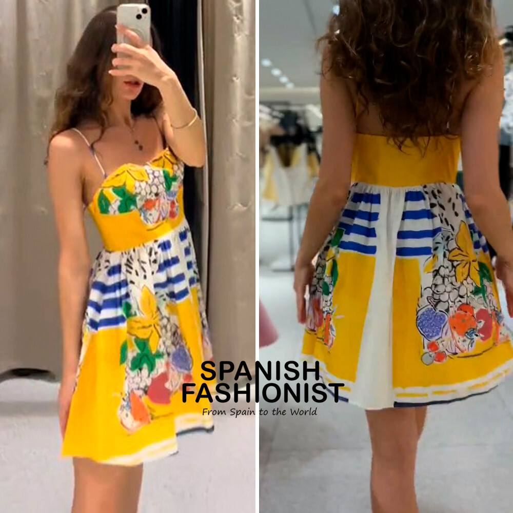 ZARA WOMAN NWT SS25 FRUIT PRINT POPLIN DRESS ALL SIZES 3455