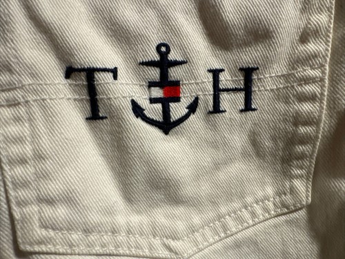 Vintage 90er Tommy Hilfiger Jeans Shorts Damen 4 weiß Denim 3"" Innennaht Baumwolle - Bild 3 von 6