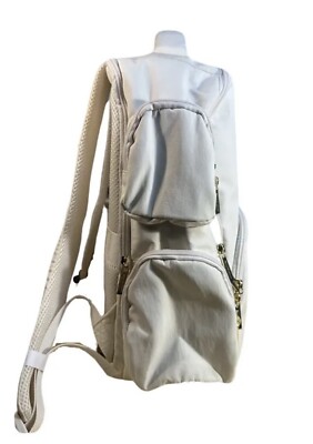 NEW Isaac Mizrahi New York CREAM Color Multi Pocket Backpack