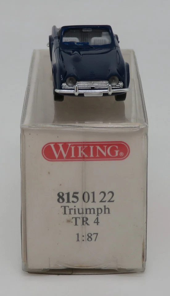 rare MICRO WIKING HO 1/87 TRIUMPH TR4 BLEU FONCE #8150122 IN BOX - Photo 2/4
