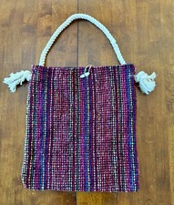  HAND MADE Mexican Medium Bag Multi-Colors with Rope Handles at the top. Lined.
