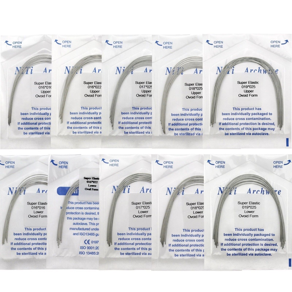 Dental Arch Wires AZDENT Dental Super Elastic NiTi Rectangular Arch Wires - 10-Pack Ovoid Form Wires For Orthodontics Dental Laboratory Rectangular Orthodontic Arch Wire