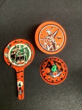 1950  s US Metal Toy Halloween Tin Noise Maker LOT Witch Pumpkin Bat Owls ST227