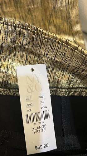 NWT Wmns XL-Petite NY&C Gld Metallic/Blk Strtch Legging/Pant/Slacks Pull-On R$70 - Picture 5 of 11