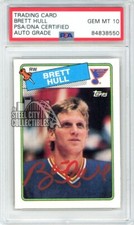 Brett Hull 1988 Topps Autograph Auto Hockey Card #66 PSA/DNA 10 (Red)
