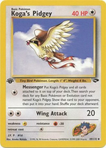 Pokemon Card - Gym Challenge 49/132 - KOGA'S PIDGEY (unc) **1st Edition** - NM/M