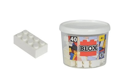 Simba 104118890 - Blox Steine in Dose, Konstruktionsspielzeug, 40, weiß | 8er