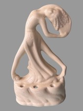 Vintage 8" Figural Art Deco Nouveau Pottery Flower Frog