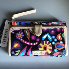 Consuela Sophie Slim Wallet Colorful Floral Patent NEW With Tags Bifold Cards
