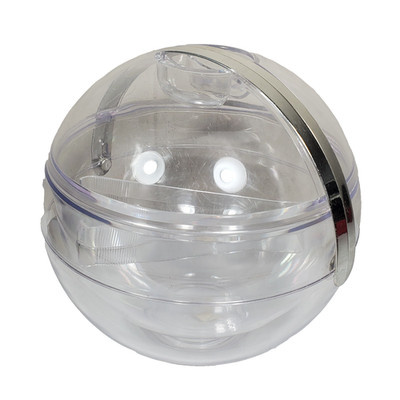 Vtg 1960 s MCM Sphere Ball Acrylic Chrome Globe Ice Cube Clear Bucket w/ Tongs