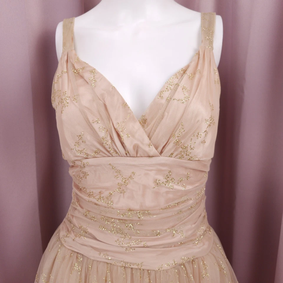 Vestido de baile rosa brillante años 90 Y2K Jessica McClintock Gunne Sax para mujer 6 Foto 3 de 4