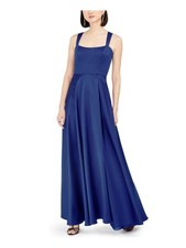 XSCAPE Womens Blue Sleeveless Full-Length Fit + Flare Dress Petites 4P